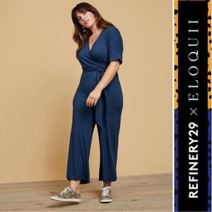 NWT Refinery 29 x Eloquii Navy Blue Crop Tie Waist Jumpsuit